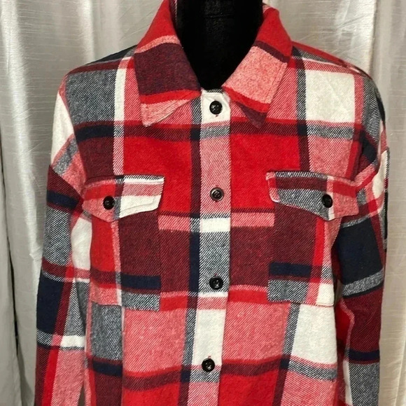 Automet Women’s M Flannel Plaid Button Down Long Sleeve Shirt Jacket - Picture 1 of 10